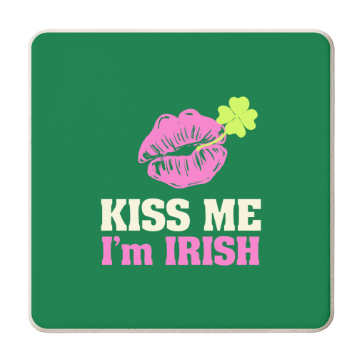 Kiss Me, I'm Irish - personalised beer coaster by EZbie