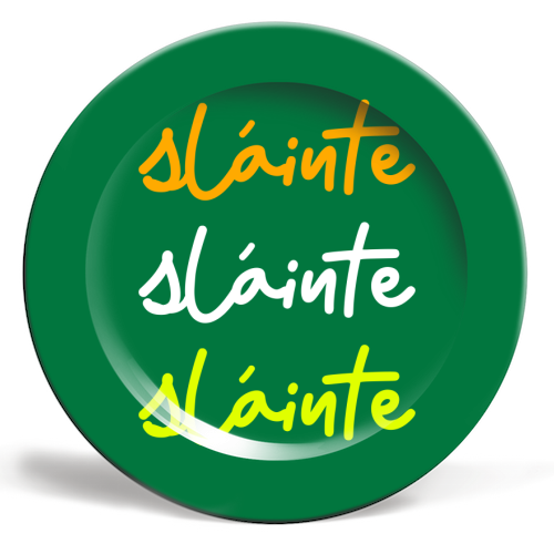 Sláinte Minimalist Typography Irish Quote Design - ceramic dinner plate by EZbie