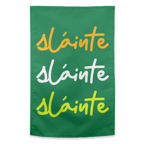 Sláinte Minimalist Typography Irish Quote Design - funny tea towel by EZbie