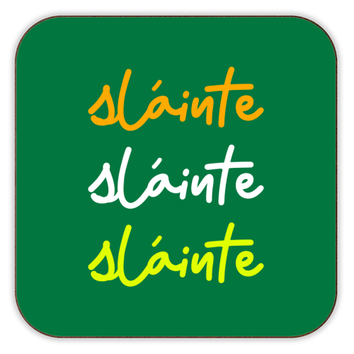 Sláinte Minimalist Typography Irish Quote Design - personalised beer coaster by EZbie