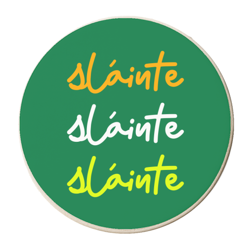 Sláinte Minimalist Typography Irish Quote Design - personalised beer coaster by EZbie