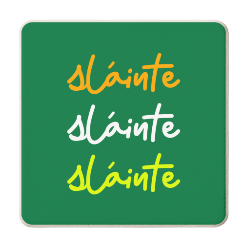 Sláinte Minimalist Typography Irish Quote Design - personalised beer coaster by EZbie