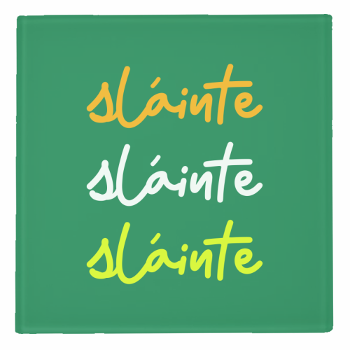 Sláinte Minimalist Typography Irish Quote Design - personalised beer coaster by EZbie