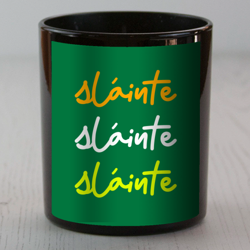Sláinte Minimalist Typography Irish Quote Design - scented candle by EZbie
