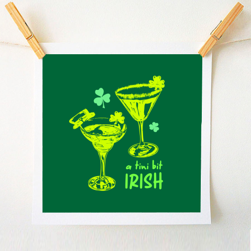 A Tini Bit Irish – Retro Green Martini Illustration - A1 - A4 art print by EZbie