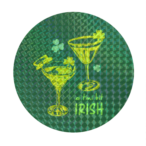A Tini Bit Irish – Retro Green Martini Illustration - Circle Sticker by EZbie