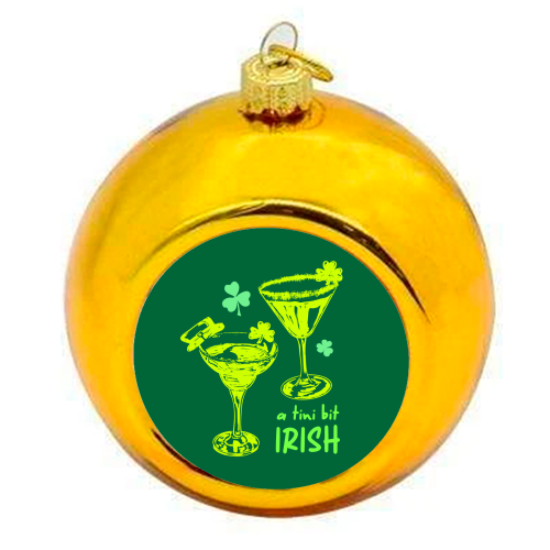 A Tini Bit Irish – Retro Green Martini Illustration - colourful christmas bauble by EZbie
