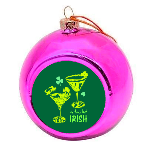 A Tini Bit Irish – Retro Green Martini Illustration - colourful christmas bauble by EZbie