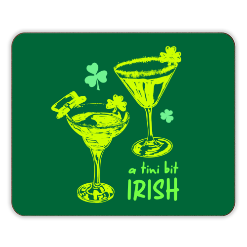 A Tini Bit Irish – Retro Green Martini Illustration - designer placemat by EZbie