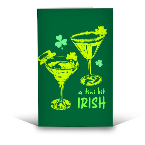 A Tini Bit Irish – Retro Green Martini Illustration - funny greeting card by EZbie
