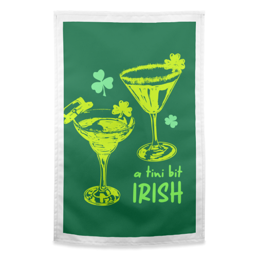 A Tini Bit Irish – Retro Green Martini Illustration - funny tea towel by EZbie