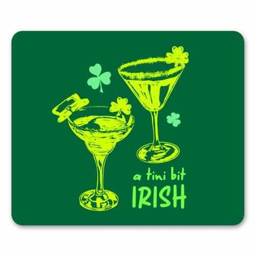 A Tini Bit Irish – Retro Green Martini Illustration - mouse mat by EZbie