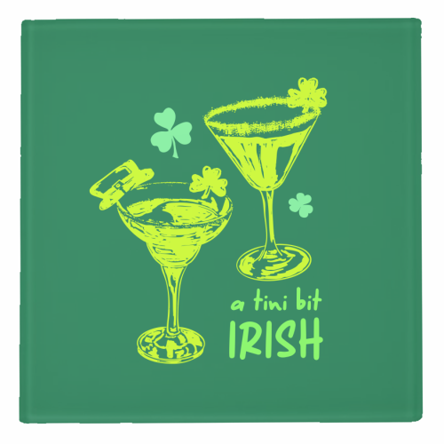 A Tini Bit Irish – Retro Green Martini Illustration - personalised beer coaster by EZbie
