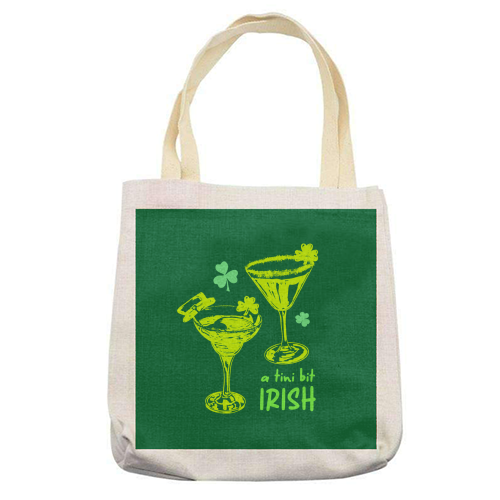 A Tini Bit Irish – Retro Green Martini Illustration - printed canvas tote bag by EZbie