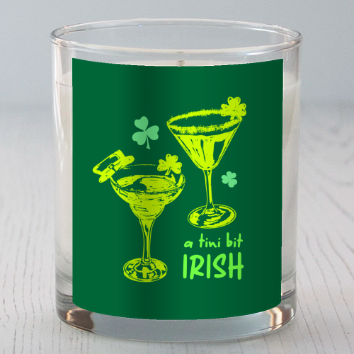 A Tini Bit Irish – Retro Green Martini Illustration - scented candle by EZbie