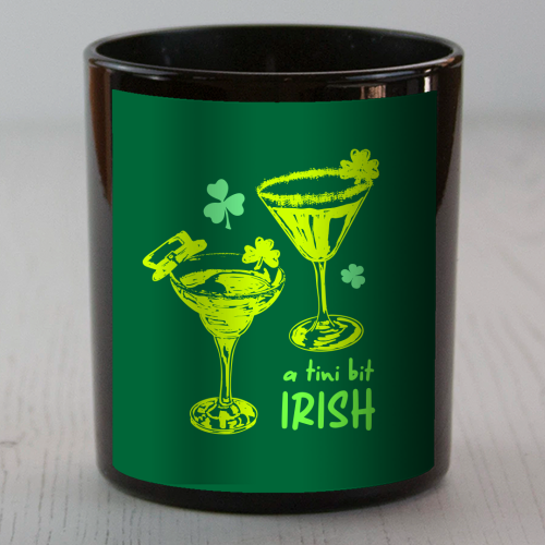 A Tini Bit Irish – Retro Green Martini Illustration - scented candle by EZbie