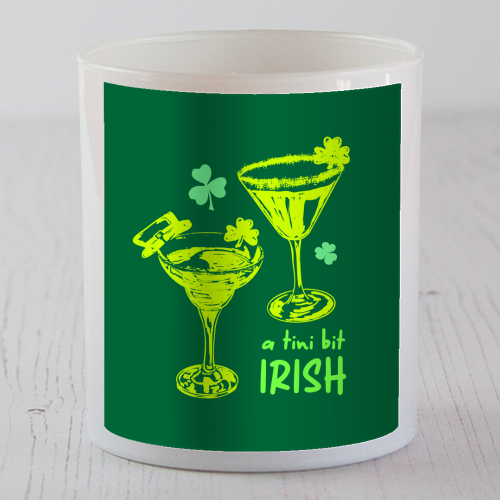 A Tini Bit Irish – Retro Green Martini Illustration - scented candle by EZbie