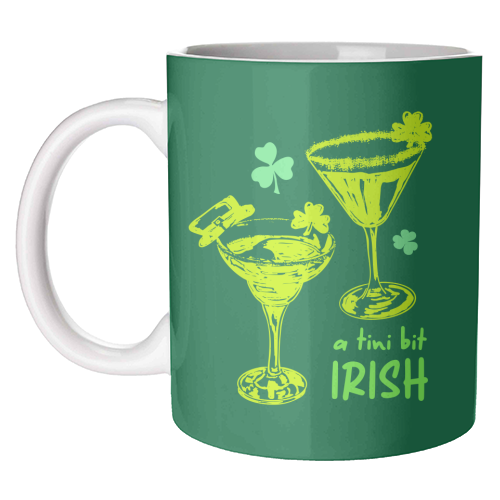 A Tini Bit Irish – Retro Green Martini Illustration - unique mug by EZbie