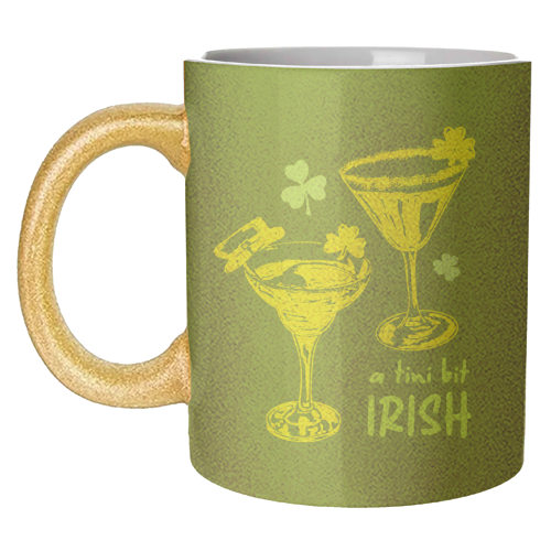 A Tini Bit Irish – Retro Green Martini Illustration - unique mug by EZbie