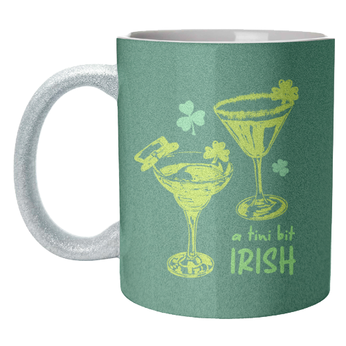 A Tini Bit Irish – Retro Green Martini Illustration - unique mug by EZbie