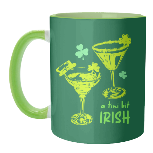 A Tini Bit Irish – Retro Green Martini Illustration - unique mug by EZbie