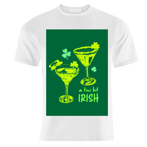 A Tini Bit Irish – Retro Green Martini Illustration - unique t shirt by EZbie