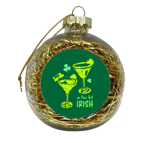 A Tini Bit Irish – Retro Green Martini Illustration - xmas bauble by EZbie