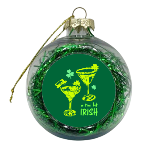 A Tini Bit Irish – Retro Green Martini Illustration - xmas bauble by EZbie