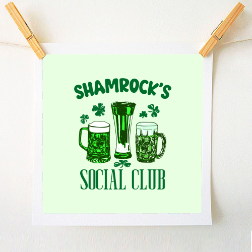 Shamrock's Social Club - Green Beer Drinking Celebration - A1 - A4 art print by EZbie