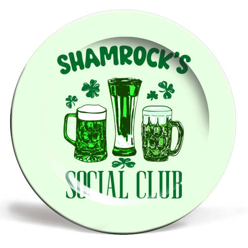 Shamrock's Social Club - Green Beer Drinking Celebration - ceramic dinner plate by EZbie