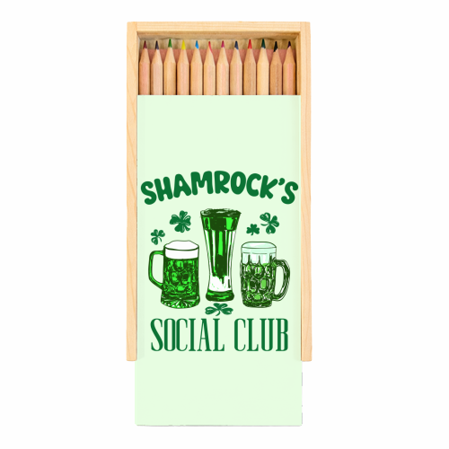 Shamrock's Social Club - Green Beer Drinking Celebration - Coloured Pencils with Box by EZbie