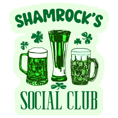 Shamrock's Social Club - Green Beer Drinking Celebration - Die Cut Sticker by EZbie
