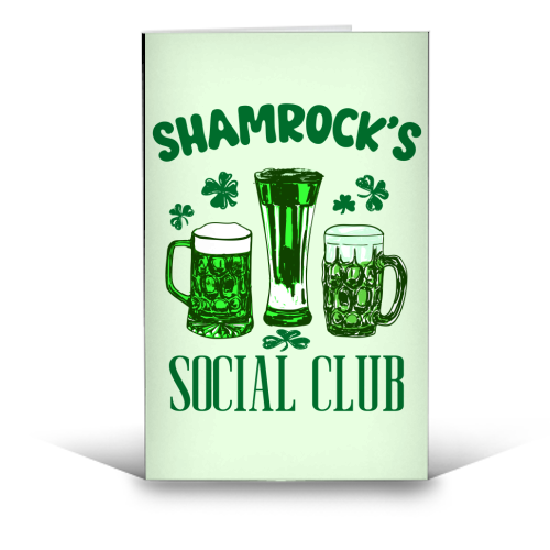 Shamrock's Social Club - Green Beer Drinking Celebration - funny greeting card by EZbie