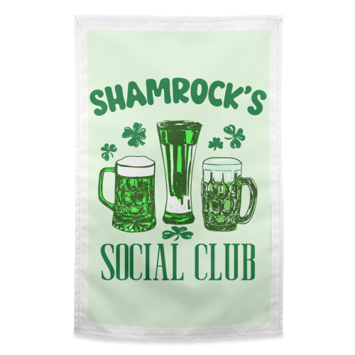 Shamrock's Social Club - Green Beer Drinking Celebration - funny tea towel by EZbie