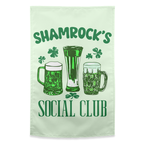Shamrock's Social Club - Green Beer Drinking Celebration - funny tea towel by EZbie