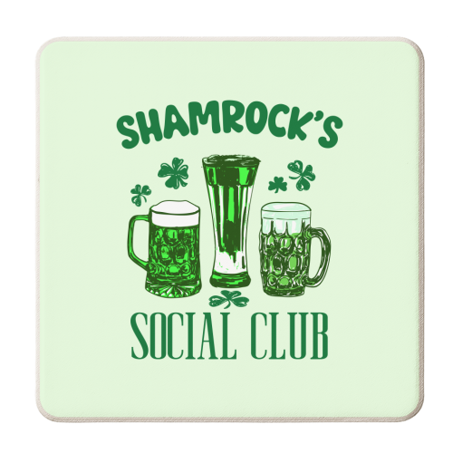 Shamrock's Social Club - Green Beer Drinking Celebration - personalised beer coaster by EZbie