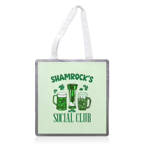 Shamrock's Social Club - Green Beer Drinking Celebration - printed canvas tote bag by EZbie