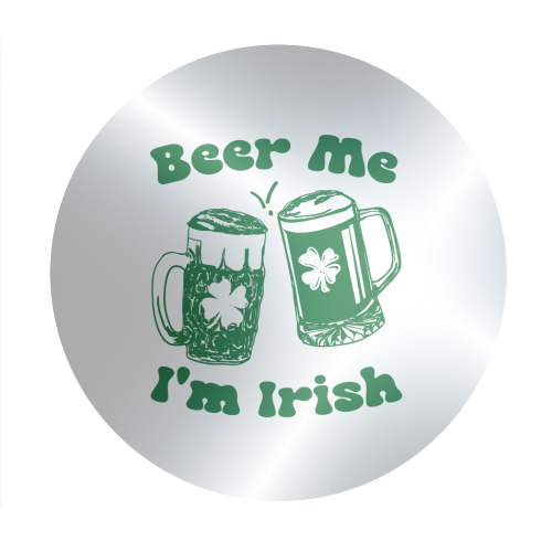 Beer Me I'm Irish Funny Beer Illustration - Circle Sticker by EZbie