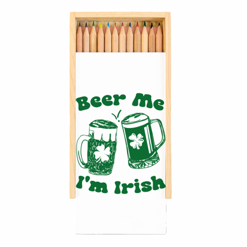 Beer Me I'm Irish Funny Beer Illustration - Coloured Pencils with Box by EZbie