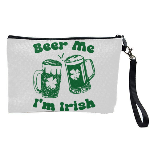 Beer Me I'm Irish Funny Beer Illustration - pretty makeup bag by EZbie