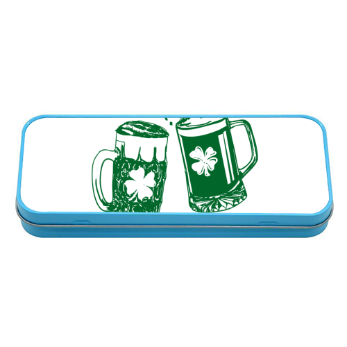 Beer Me I'm Irish Funny Beer Illustration - tin pencil case by EZbie