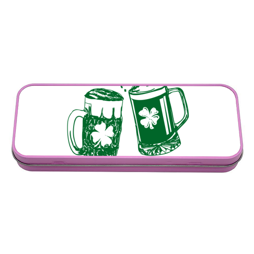 Beer Me I'm Irish Funny Beer Illustration - tin pencil case by EZbie