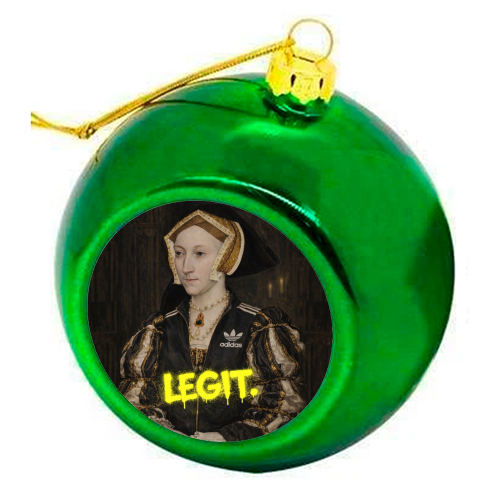 Royal rebels : Cathrine of Aragon - colourful christmas bauble by Sammy Bird