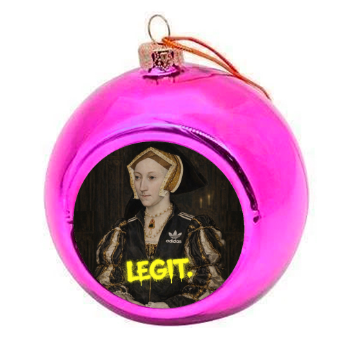 Royal rebels : Cathrine of Aragon - colourful christmas bauble by Sammy Bird