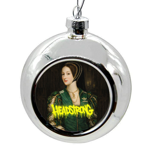 Rebel royals : Anne Boleyn - colourful christmas bauble by Sammy Bird