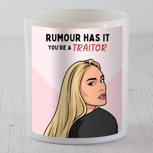 Rumour Has It You're A Traitor Funny Leaving Quote - scented candle by Sundiva Designs