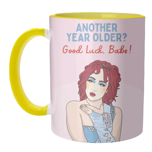Another Year Older? Good Luck Babe! Funny Birthday Quote - unique mug by Sundiva Designs