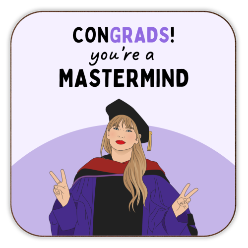 Congrads You're A Mastermind Funny Graduation Quote - personalised beer coaster by Sundiva Designs