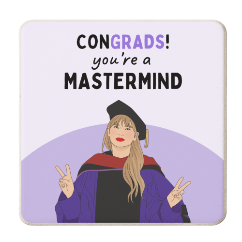 Congrads You're A Mastermind Funny Graduation Quote - personalised beer coaster by Sundiva Designs
