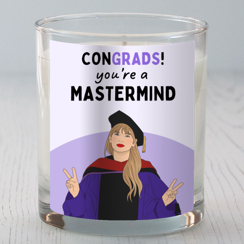 Congrads You're A Mastermind Funny Graduation Quote - scented candle by Sundiva Designs